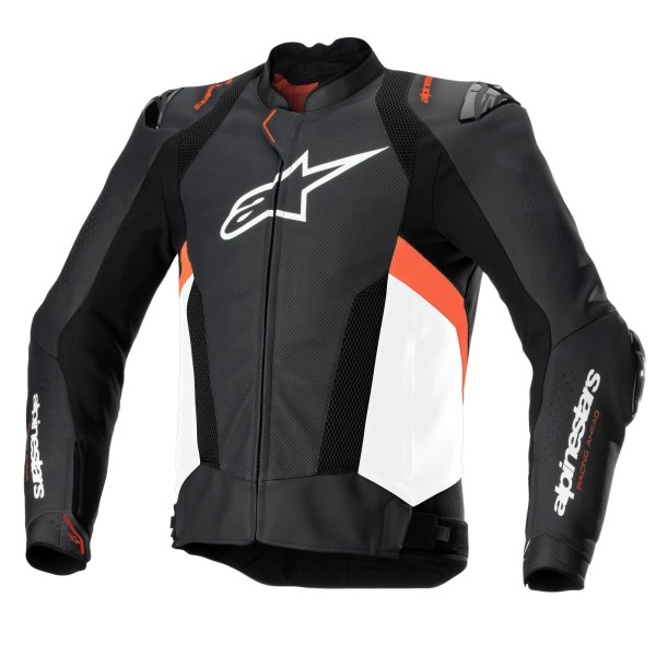 Alpinestars Alpinestars Missile V3 Airflow Leather Jacket Black White Red Fluo